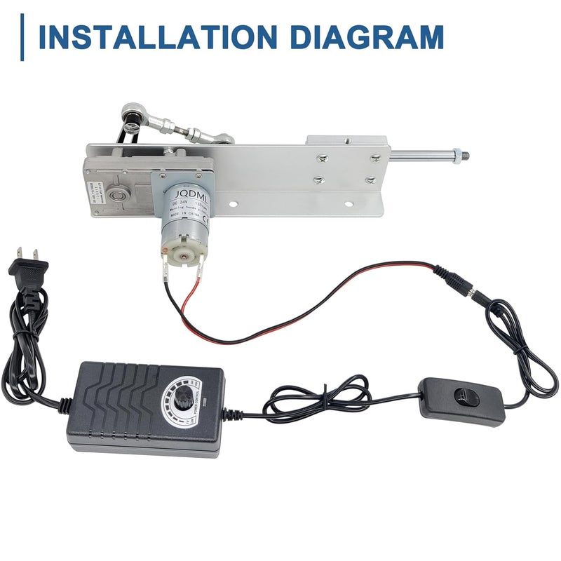 JQDML Store محرك خطي متذبذب DC 24V 120RPM سكتة 2cm-8cm قابل للتعديل مع محرك تلسكوبي ووحدة تحكم في السرعة (24V80mm120rpm) - Image 5